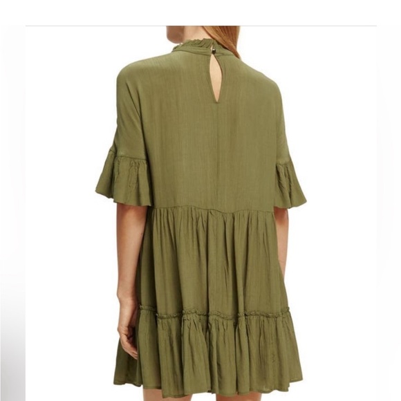 Scotch & soda tiered ruffle dress in olive - Picture 2 of 2